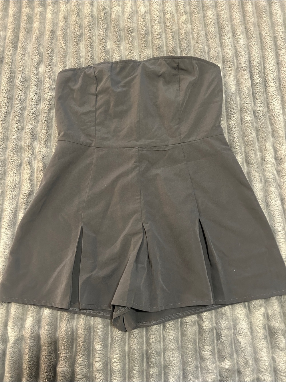 PrettyLittleThing Strapless Dark Gray Romper